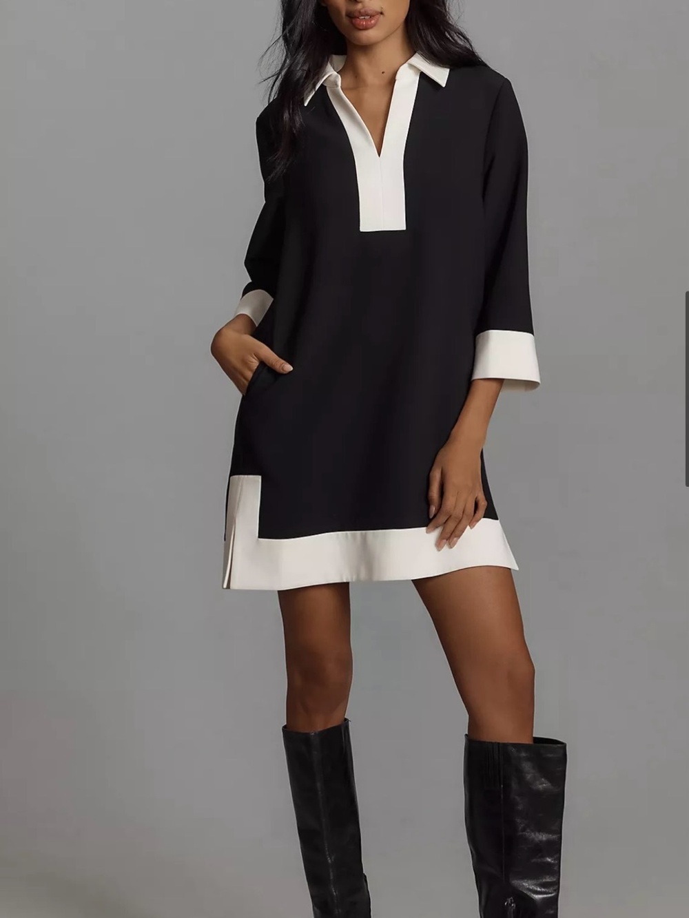 NWT English Factory Black and White Colorblock Mini Dress Size Medium